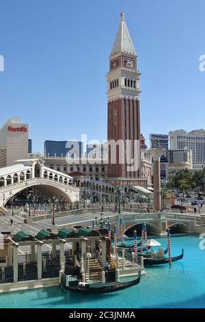 LAS VEGAS, NV -6 JUIN 2020 - vue extérieure sur la journée de Las Vegas, un hôtel de luxe et casino, situé à Las Vegas, Nevada, une réplique de Venise, Banque D'Images