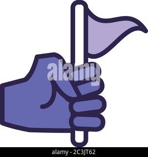 main avec motif vectoriel style ligne drapeau Illustration de Vecteur