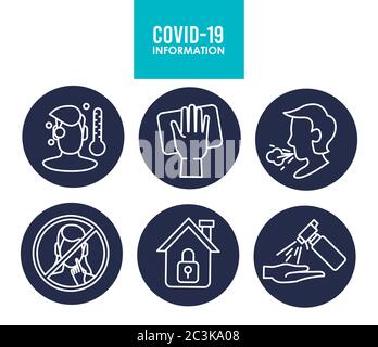 covid19 ensemble d'icônes infographiques éducatives dessin vectoriel d'illustration Illustration de Vecteur