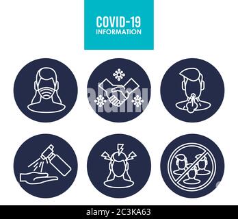 covid19 ensemble d'icônes infographiques éducatives dessin vectoriel d'illustration Illustration de Vecteur
