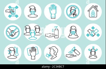 covid19 ensemble d'icônes infographiques éducatives dessin vectoriel d'illustration Illustration de Vecteur