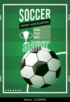 affiche sport de ligue de football avec ballon en fond vert vecteur illustration design Illustration de Vecteur
