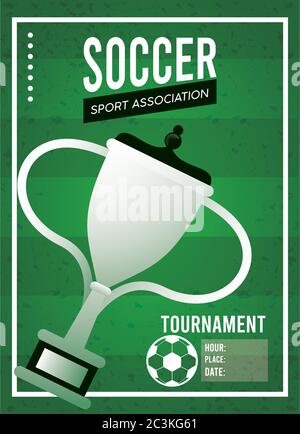 affiche sport de ligue de football avec coupe trophée en fond vert vecteur illustration design Illustration de Vecteur