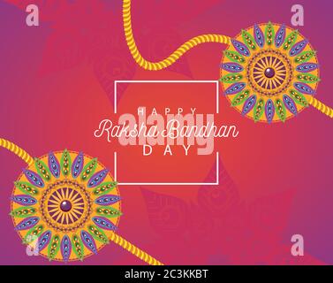 Inde Raksha Bandhan fleurs décoration cadre vecteur illustration design Illustration de Vecteur