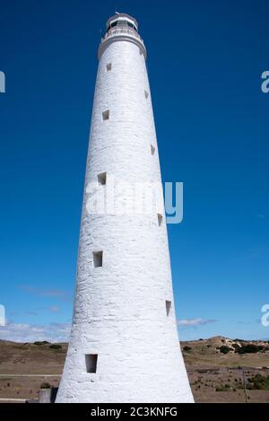 Vue rapprochée du phare de Cape Wickham sur King Island, Tasmanie, Australie. Banque D'Images