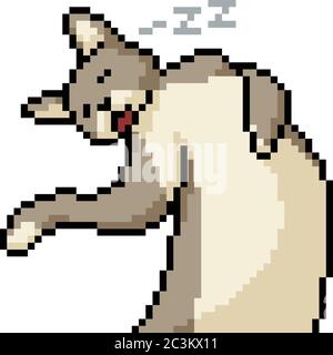 dessin animé isolé de chat de chat de pixel art de sommeil vectoriel Illustration de Vecteur