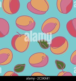 Motif vectoriel sans couture avec abricots mûrs Illustration de Vecteur