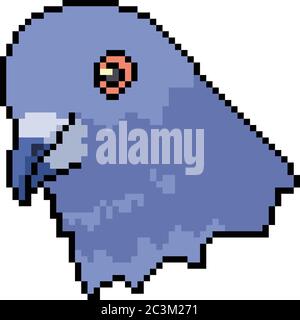 dessin animé isolé de la tête de pigeon vector pixel art Illustration de Vecteur