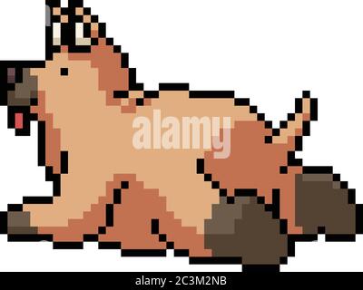 dessin animé isolé vector pixel art fat dog Illustration de Vecteur