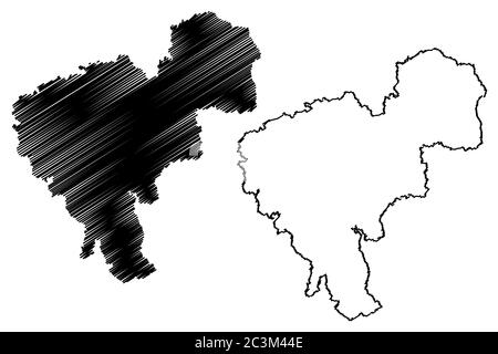 Changchun City (République populaire de Chine, province de Jilin) carte illustration vectorielle, croquis à gribouiller carte de la ville de Hnaufrage Illustration de Vecteur