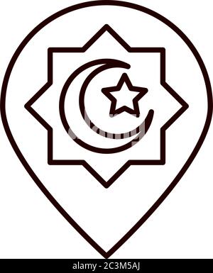 emplacement du pointeur eid moubarak célébration religieuse islamique vecteur illustration style ligne icône Illustration de Vecteur