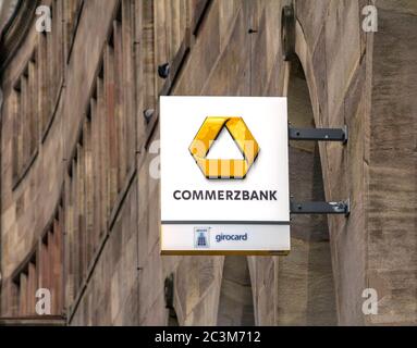 Nurnberg, Allemagne, août 11,2019 : succursale de Commerzbank. Commerzbank AG est l'une des plus grandes banques d'Allemagne, elle est active dans la banque commerciale, la vente au détail Banque D'Images