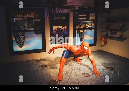 Londres, Royaume-Uni - 24 août 2017 : spiderman dans le musée de cire de Madame Tussauds à Londres Banque D'Images