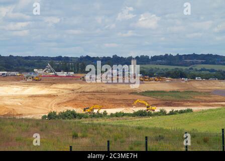 HS2 chantier de construction pour l'alésage du tunnel Chiltern long pour la ligne de chemin de fer High Speed 2 près de West Hyde dans Hertforshire. Banque D'Images
