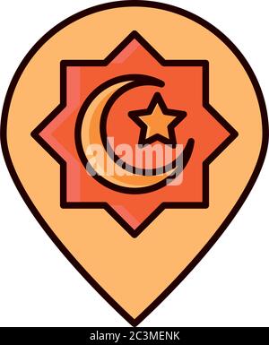 pointeur emplacement eid moubarak symbole de célébration religieuse islamique de la ligne d'illustration et de remplissage Illustration de Vecteur