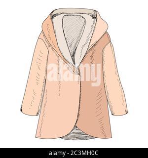 fond blanc. manteau tendance pour femme, automne, marron Illustration de Vecteur