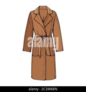 vector, sur fond blanc. robe tendance pour femme, automne, marron Illustration de Vecteur