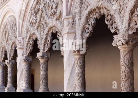 Valladolid, Espagne - 9 décembre 2018 : cloître du Musée national de la sculpture, gros plan Banque D'Images