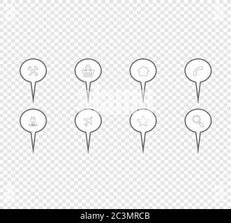 Icônes GPS. Ensemble de marqueurs de carte à motif plat Illustration de Vecteur