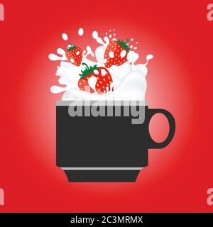 illustration d'une tasse à café avec baies rouges Illustration de Vecteur