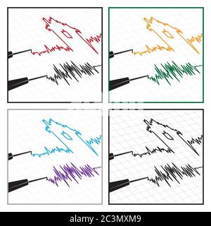 illustration vectorielle stylisée sur le thème de l'activité sismique et des sismogrammes Illustration de Vecteur