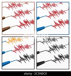 illustration vectorielle stylisée sur le thème de l'activité sismique et des sismogrammes Illustration de Vecteur