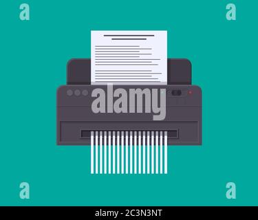 Déchiqueteuse pour couper le papier. Appareil moderne pour une destruction sécurisée des documents confidentiels déchiquetage. Illustration de Vecteur