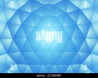 Motif abstrait rétro de formes géométriques fond triangle bleu, fond triangulaire hippopotame géométrique, rendu 3D. Banque D'Images