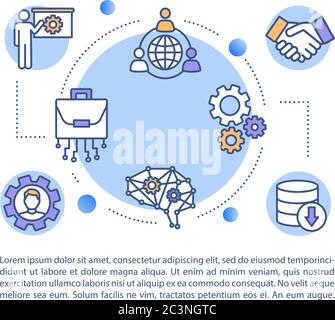 Icône de concept de main-d'œuvre virtuelle avec texte Illustration de Vecteur