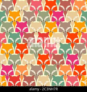Motif sans couture avec renard et loup Illustration de Vecteur