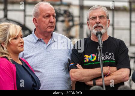 Belfast, Royaume-Uni. 16 juillet 2018. Fichier image 16/07/2018. Bobby Story adresses Community support Rally Credit: Bonzo/Alay Live News Banque D'Images