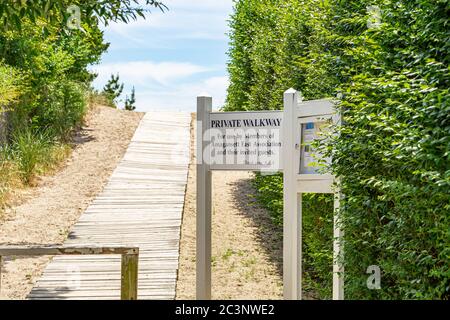 Accès privé à la plage d'Amagansett, NY Banque D'Images