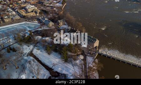 Vue aérienne de Terrebonne en hiver, Québec, Canada Banque D'Images