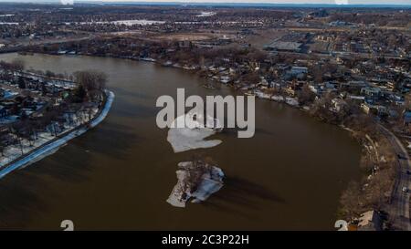 Vue aérienne de Terrebonne en hiver, Québec, Canada Banque D'Images