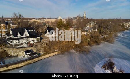 Vue aérienne de Terrebonne en hiver, Québec, Canada Banque D'Images