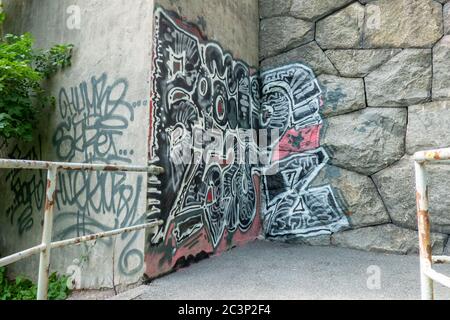Graffiti à Göteborg dans une banlieue Banque D'Images