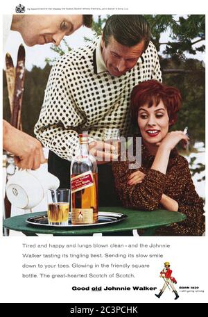 1962 publicité britannique pour le whisky Johnnie Walker Scotch. Banque D'Images