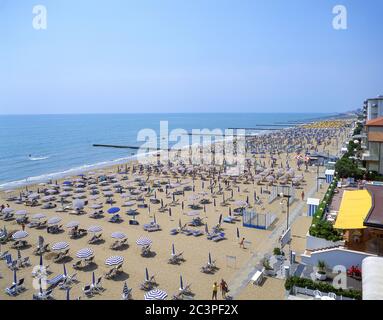 Vue sur la plage, Lido di Jesolo, province de Venise, région de Vénétie, Italie Banque D'Images