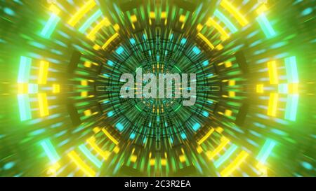 Illustration de rendu 3D d'un arrière-plan futuriste avec une lueur abstraite lumières au néon vertes Banque D'Images
