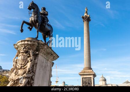 Londres, Angleterre - 08 mars 2012 : la National Gallery et Trafalgar Square dans l'après-midi. Banque D'Images