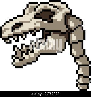 dessin animé vectoriel de l'art des pixels, dinosaure fossile isolé Illustration de Vecteur