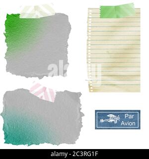 Morceaux de papier déchiré isolés sur un fond blanc Banque D'Images