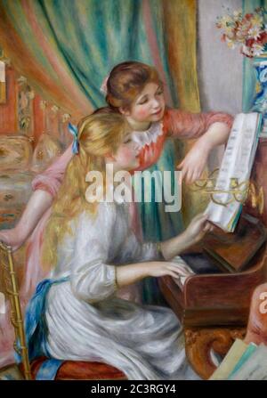 Pierre-Auguste Renoir - jeunes filles au Piano Mutèe d'Orsay, Paris, France Banque D'Images