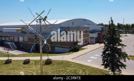 Sadlon Arena/Barrie Molson Centre Aerial - domicile des OHL Barrie Colts Banque D'Images