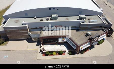 Sadlon Arena/Barrie Molson Centre Aerial - domicile des OHL Barrie Colts Banque D'Images