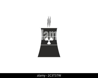 Tour de refroidissement, icône de la centrale nucléaire. Illustration vectorielle, conception plate. Illustration de Vecteur