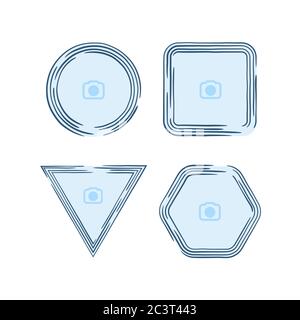 cadres géométriques de lignes d'image. Cercle carré trianfle et cadre pentagone. Illustration vectorielle de stock isolée sur fond blanc. Illustration de Vecteur