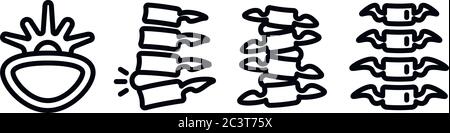 Les icônes de la colonne vertébrale. Contours ensemble d'icônes vectorielles de la colonne vertébrale pour la conception web isolé sur fond blanc Illustration de Vecteur