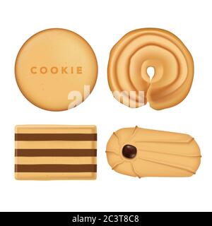 Collection de biscuits assortis à pose à plat Vector Illustration de Vecteur