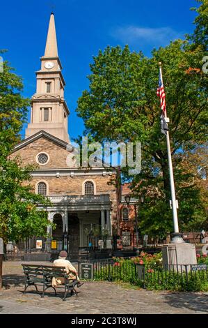 Église de Saint-Marc dans le Bowery dans l'East Village. East 10th St. cette belle église construite en 1799 est l'une des plus anciennes de la ville. Je suis ici Banque D'Images